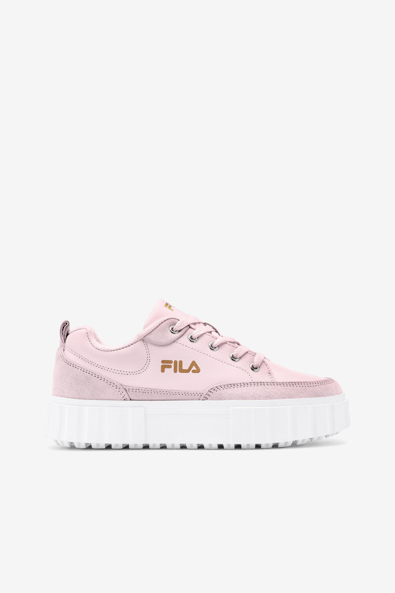 Pink / White / Metal Gold Women's Fila Sandblast Low Trainers | h5WonaPEnVg