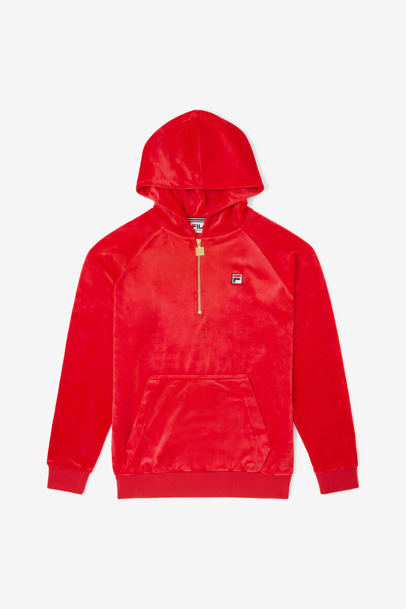 Red Men's Fila Laurent Velour Hoodie Hoodies | AS6tkBOBOvk