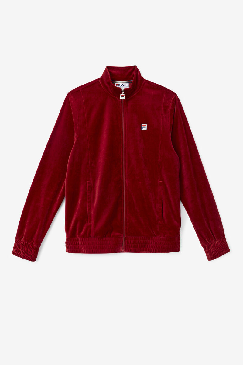 Red Men's Fila O-fit Velour Jacket Jackets | 8PV8faQPghV