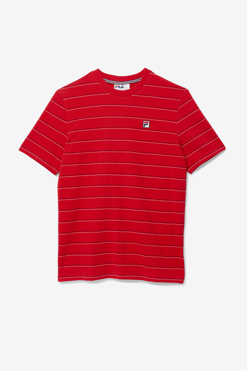 Red / White / Navy Men's Fila Leon T Shirts | tsErNPZr1jv