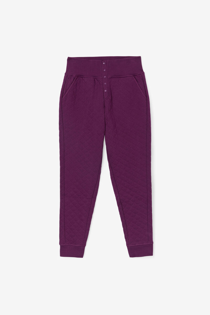 Rose Red Women's Fila Finley High Rise Quilted Jogger Tracksuits | aij9LZ5FjkT