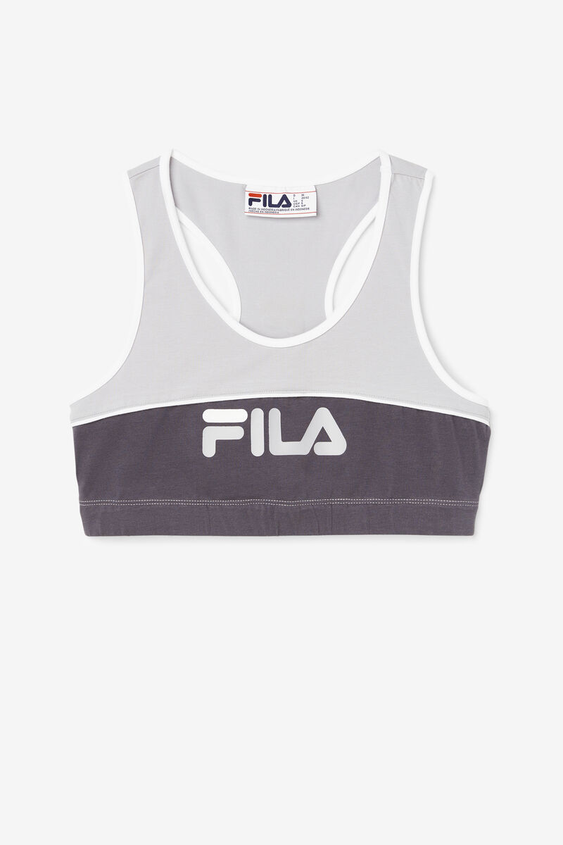 Silver / White Women's Fila Poesia Bra Top Leggings | ETb4FZHLg1U