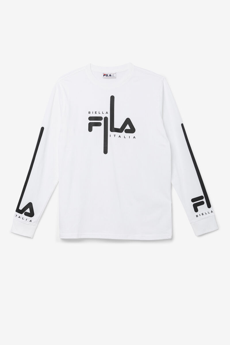 White / Black Men's Fila Martino Long Sleeve T Shirts | 2QsZjyEOki5