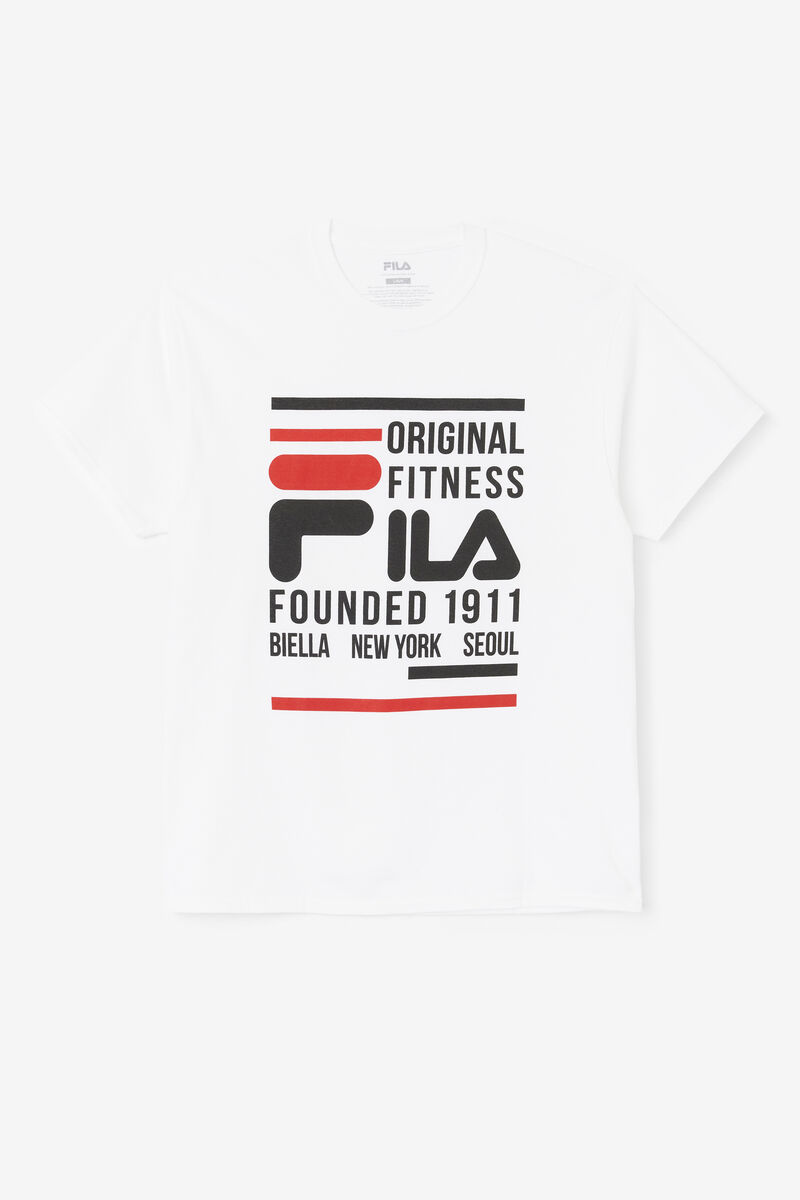 White / Black / Red Men's Fila Original Fitness T Shirts | dODBeVWYyHf