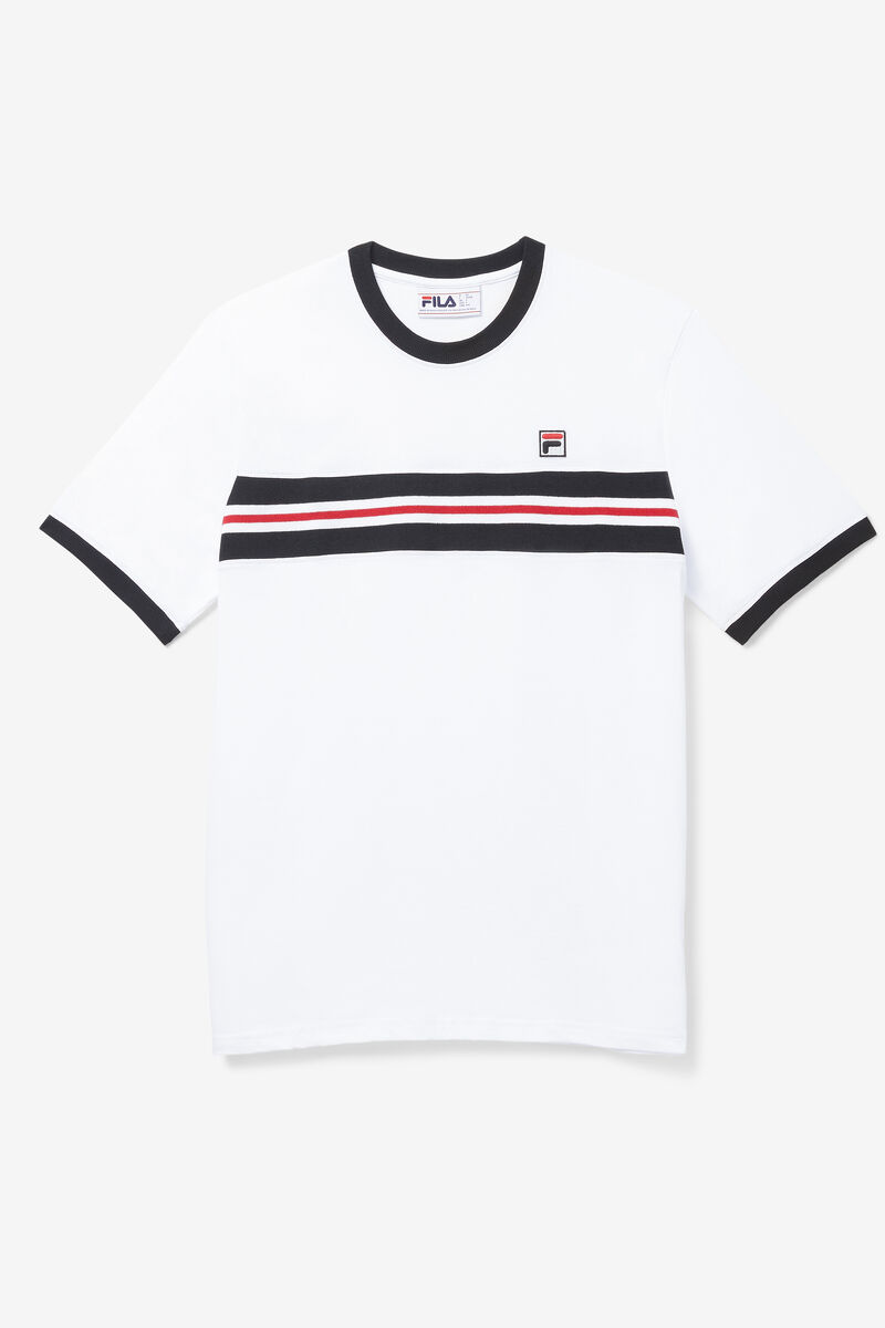 White / Black / Red Men's Fila Silver T Shirts | 3RzQi4byIBr