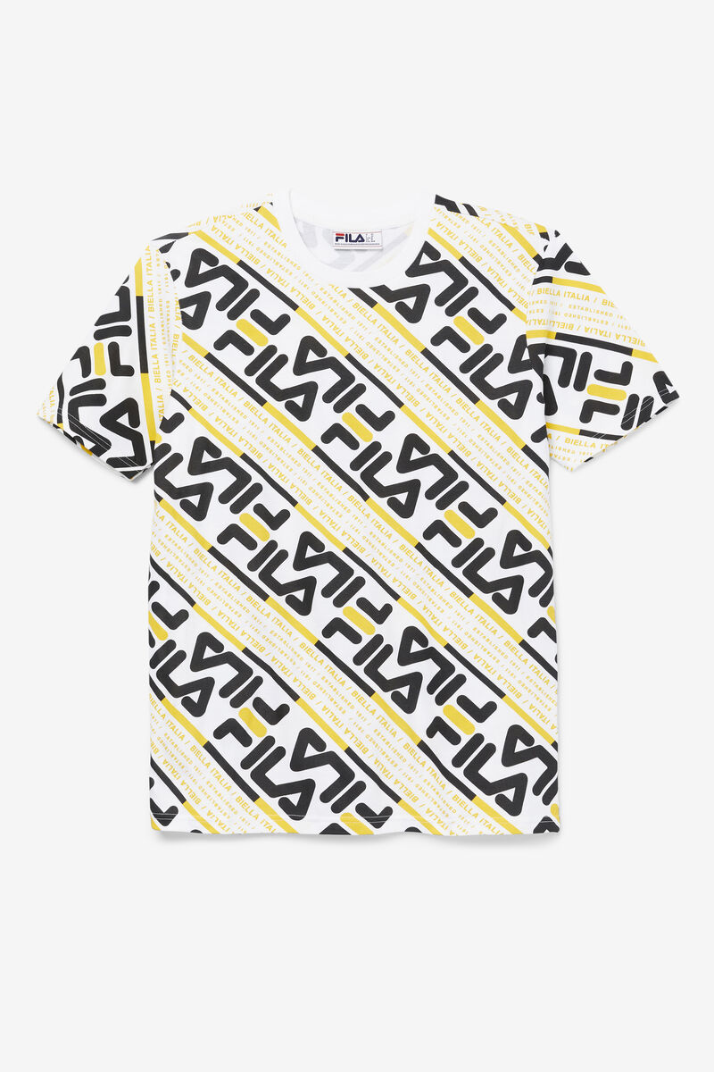 White / Black / Yellow Men's Fila Calvin T Shirts | DxMRf7HkSbc