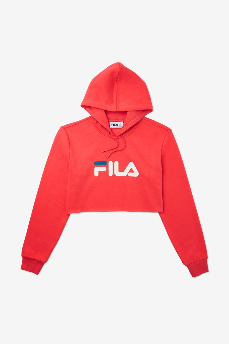 White / Blue Women's Fila Lalage Cropped Hoodie Hoodies | ZPEL4UdxUdr