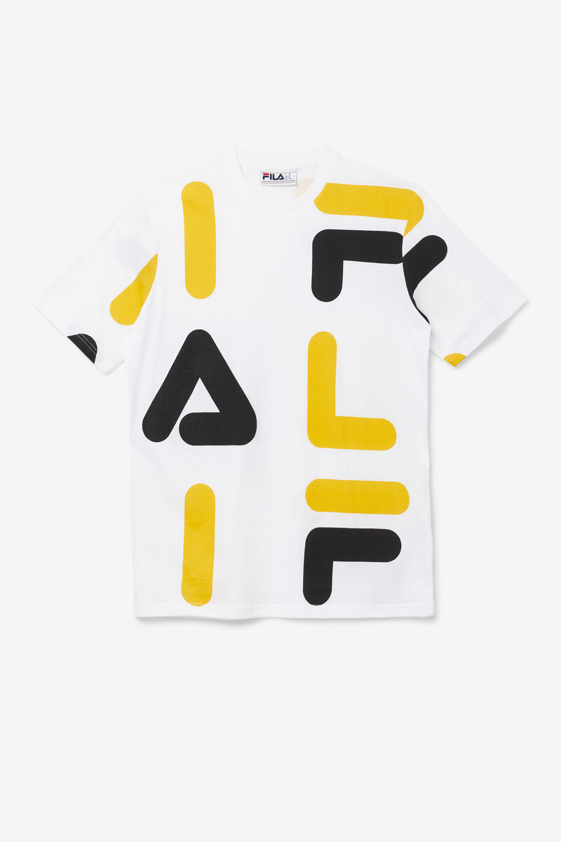 White / Gold / Black Men's Fila Bennet T Shirts | 6fNu7Z4y5AD