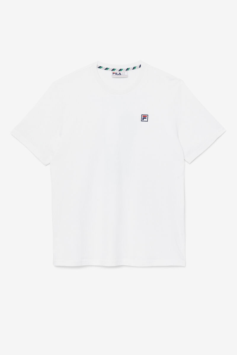 White / Green Men's Fila Edgecumbe Short Sleeve T Shirts | kfIZFzjdmbW