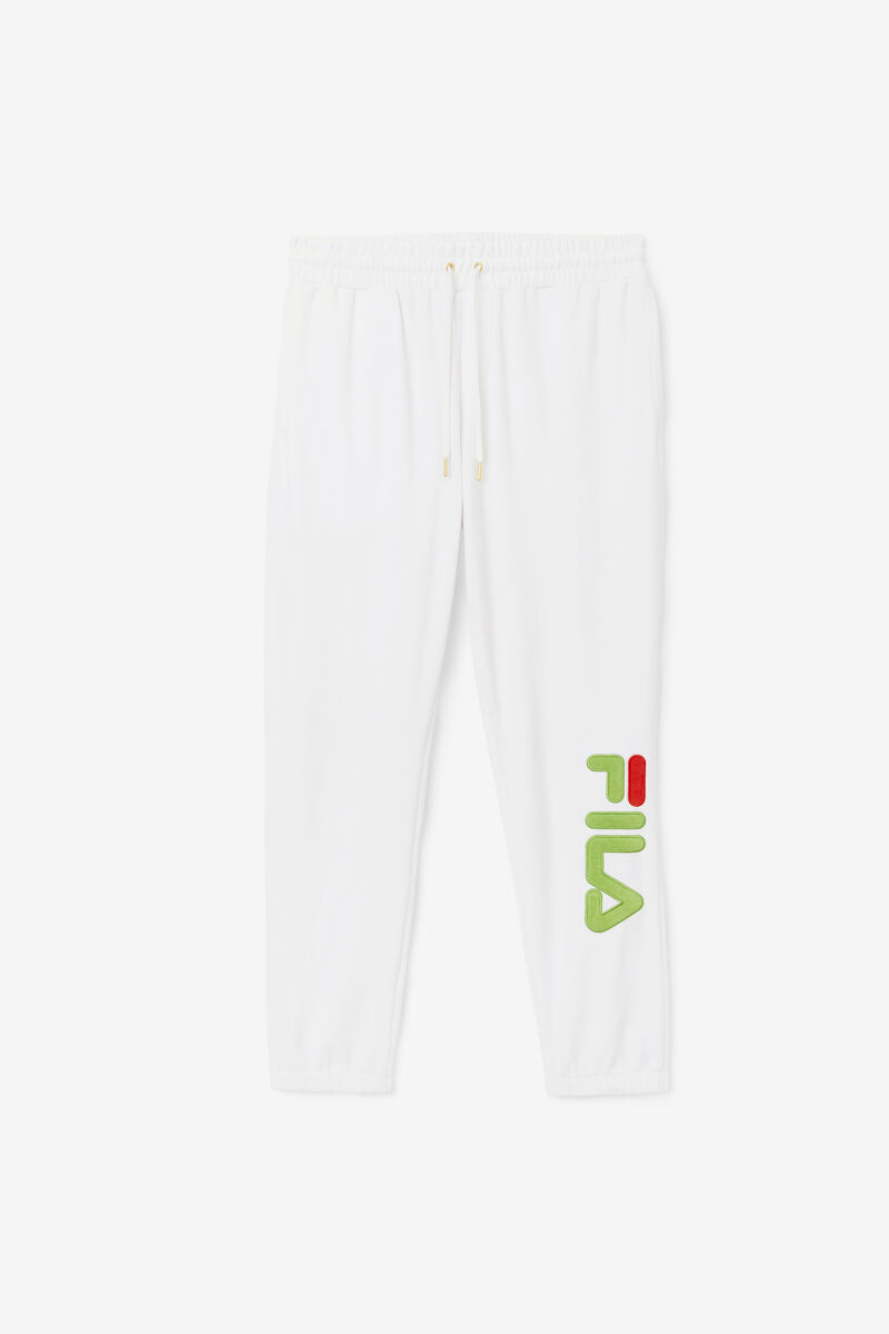 White / Green / Red Men's Fila Mansur Velour Pant Tracksuits | WeFfOSC8ReV