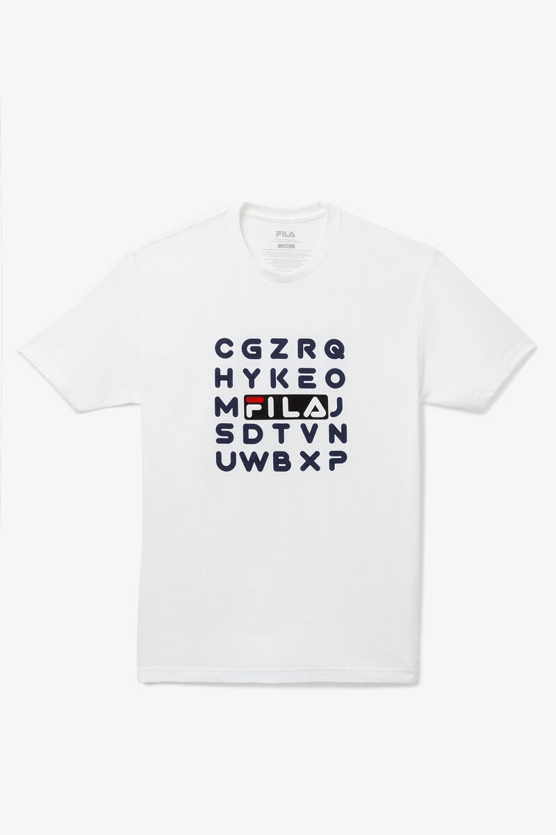 White Men's Fila Alphabet T Shirts | yxFgFM1ohT6