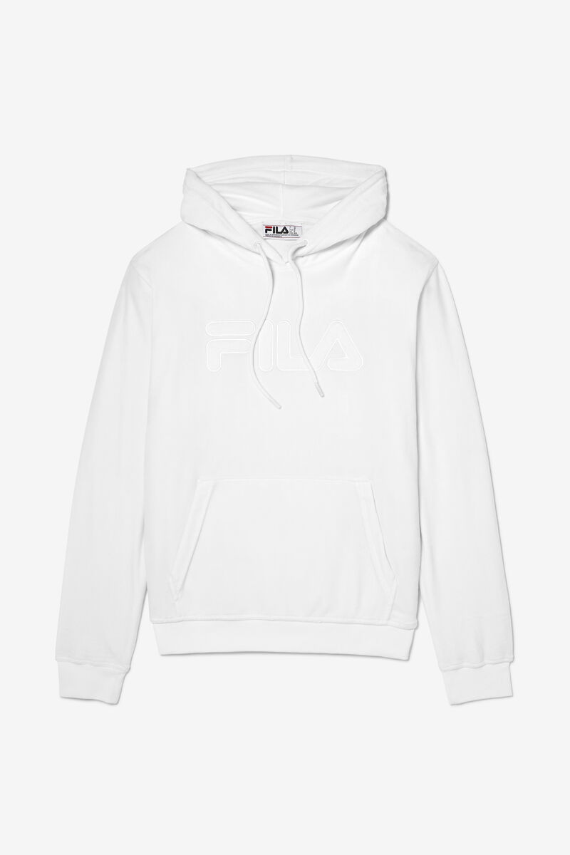 White Men's Fila Asher Velour Hoodie Hoodies | 4iez2QIFJZ3