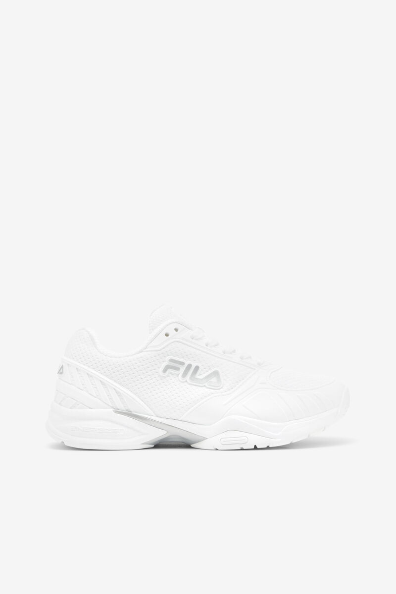 White / Metal Silver / White Women's Fila Volley Zone Sport Shoes | 3kESq4m7fZv