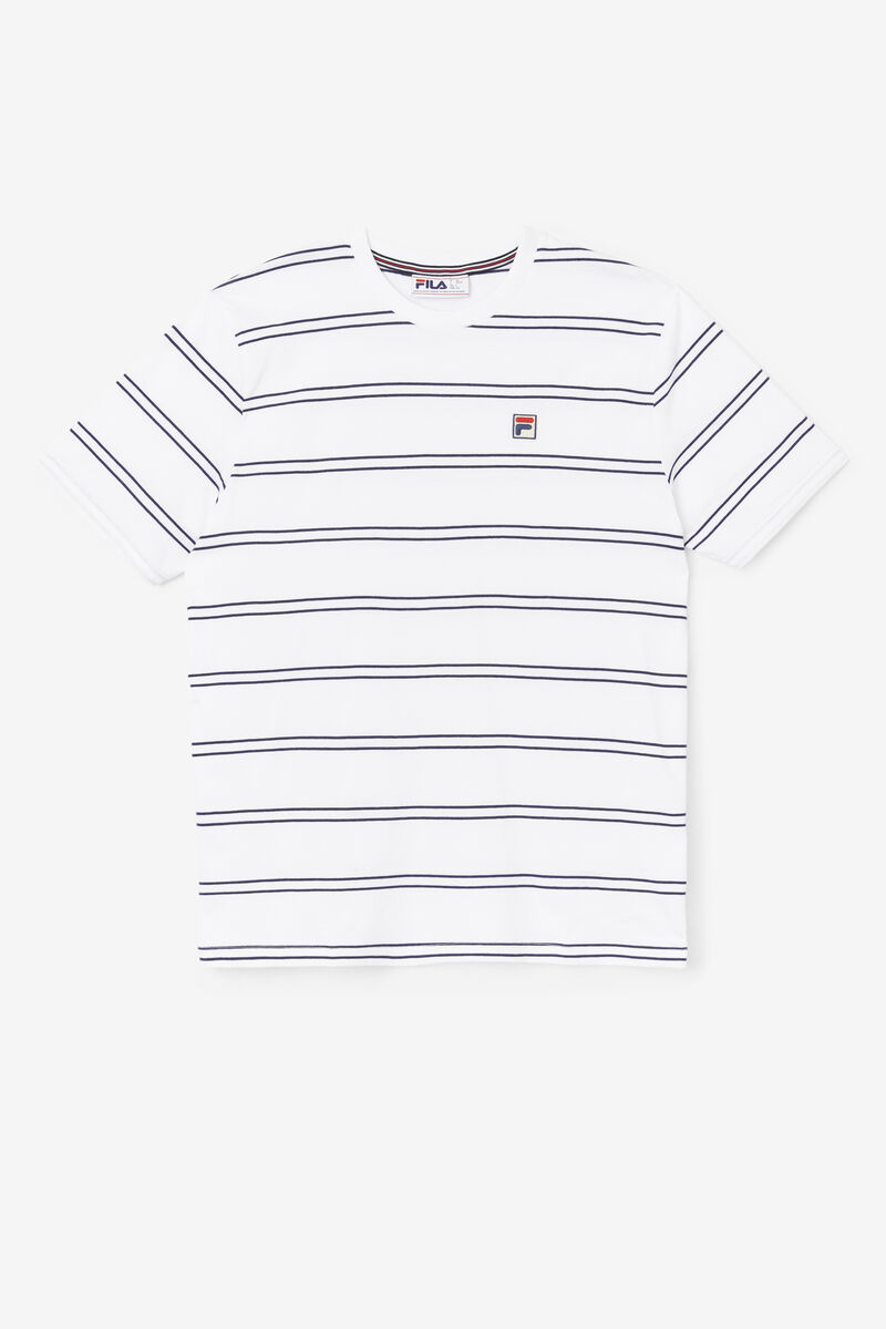 White / Navy Men's Fila Felix T Shirts | ZLaBRpghTTY