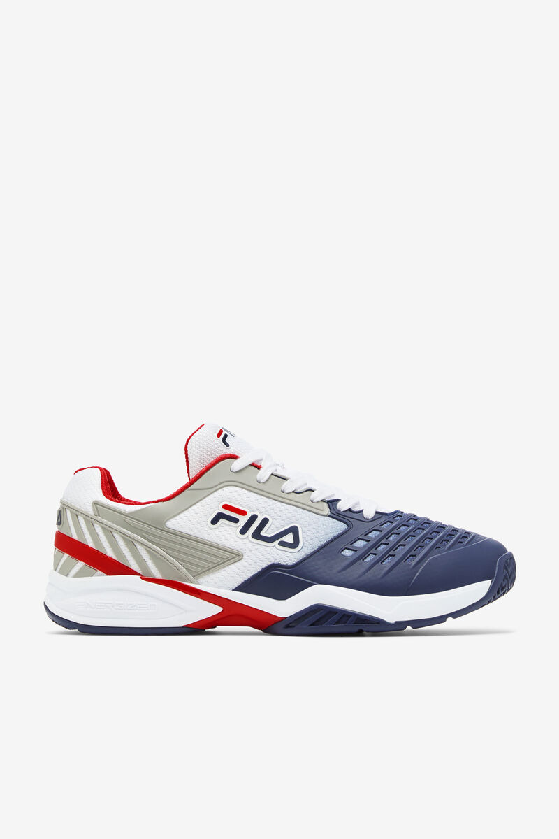 White / Navy / Red Men's Fila Axilus 2 Energized Tennis Shoes | v2idvu9F6fu