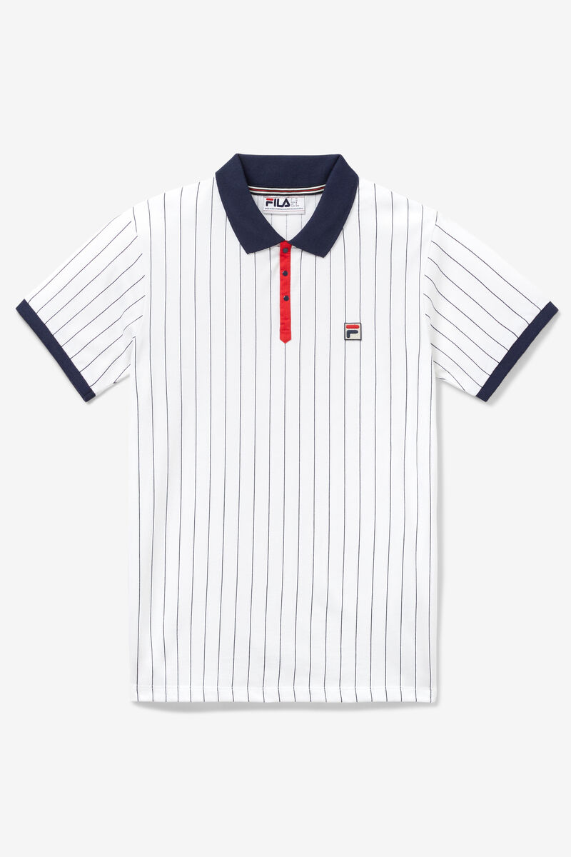 White / Navy / Red Men's Fila Bb1 Polo Polos | fZswxbQEDdy