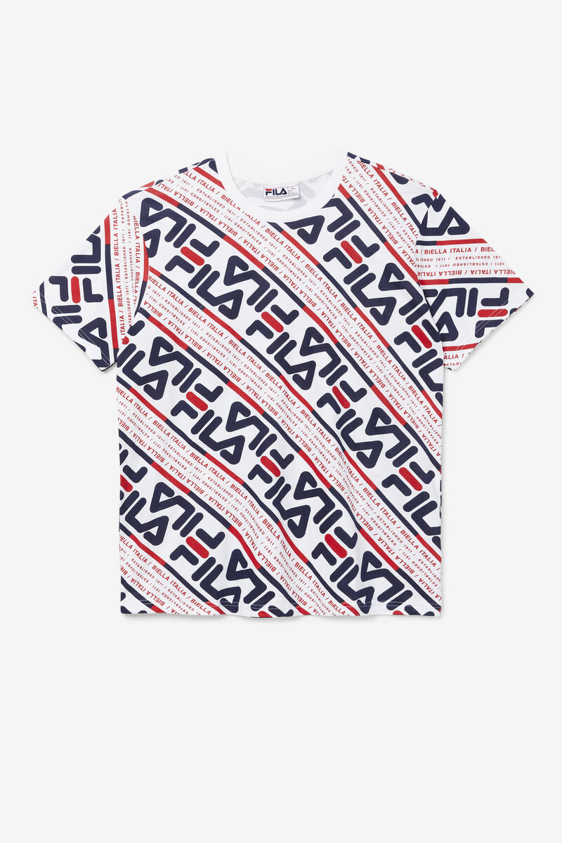 White / Navy / Red Men's Fila Calvin T Shirts | 4uKOUREBxWA