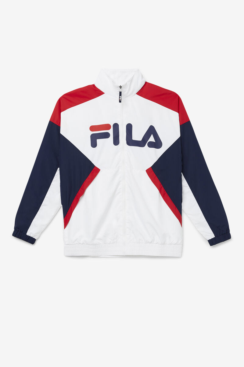 White / Navy / Red Men's Fila Oliviero Wind Jacket Tracksuits | hCzHGo9KvKL