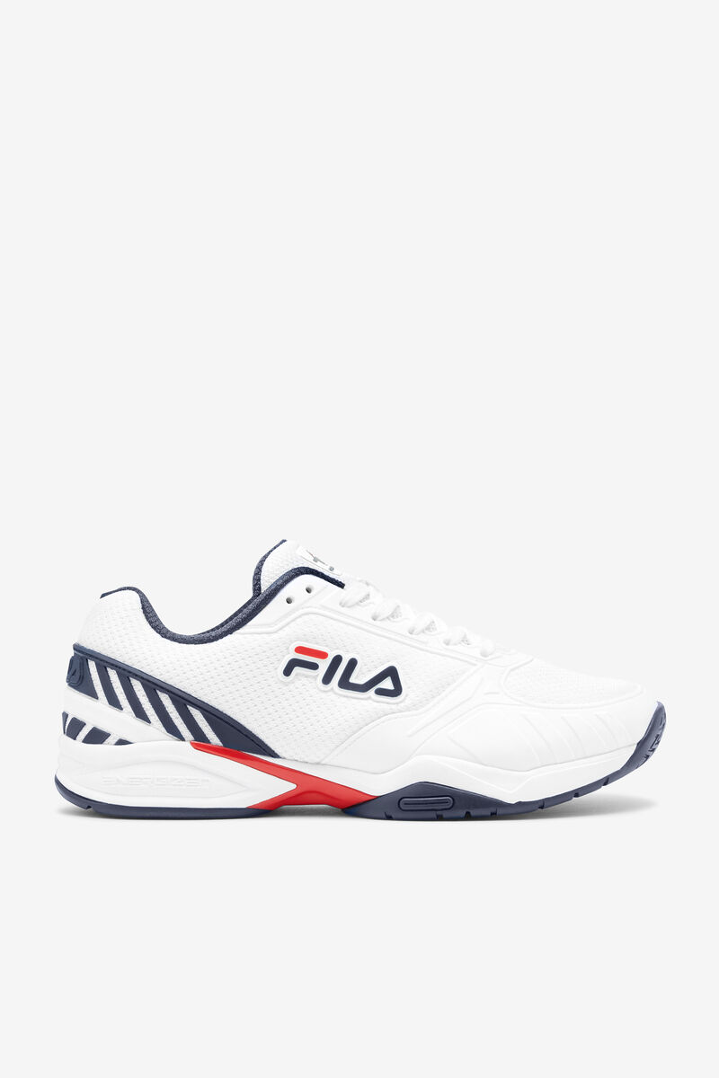 White / Navy / Red Men's Fila Volley Zone Sport Shoes | izUrmZtsNTW