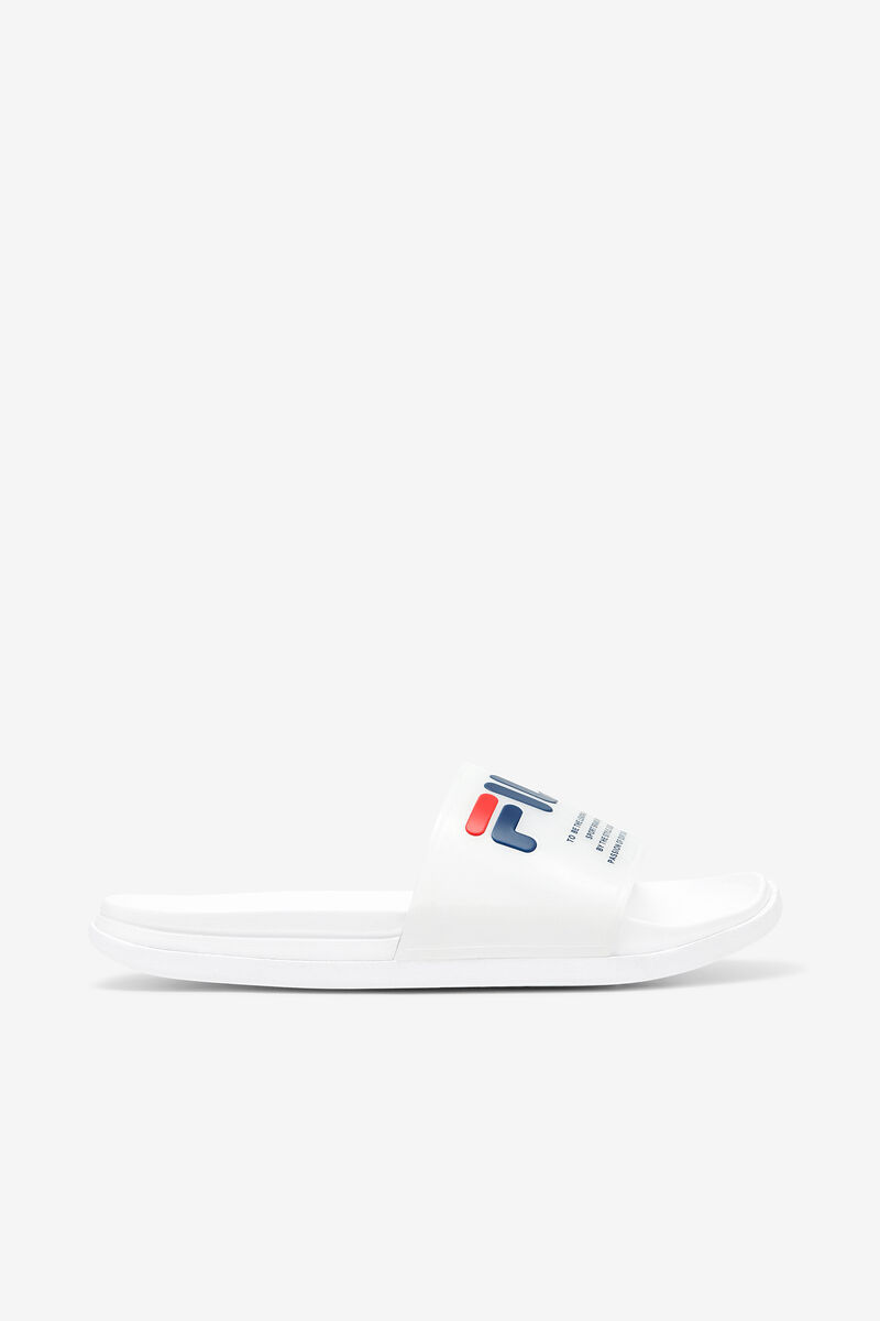 White / Navy / Red Women's Fila Drifter Luxe Clear Sandals | rw8jz3MnkxN