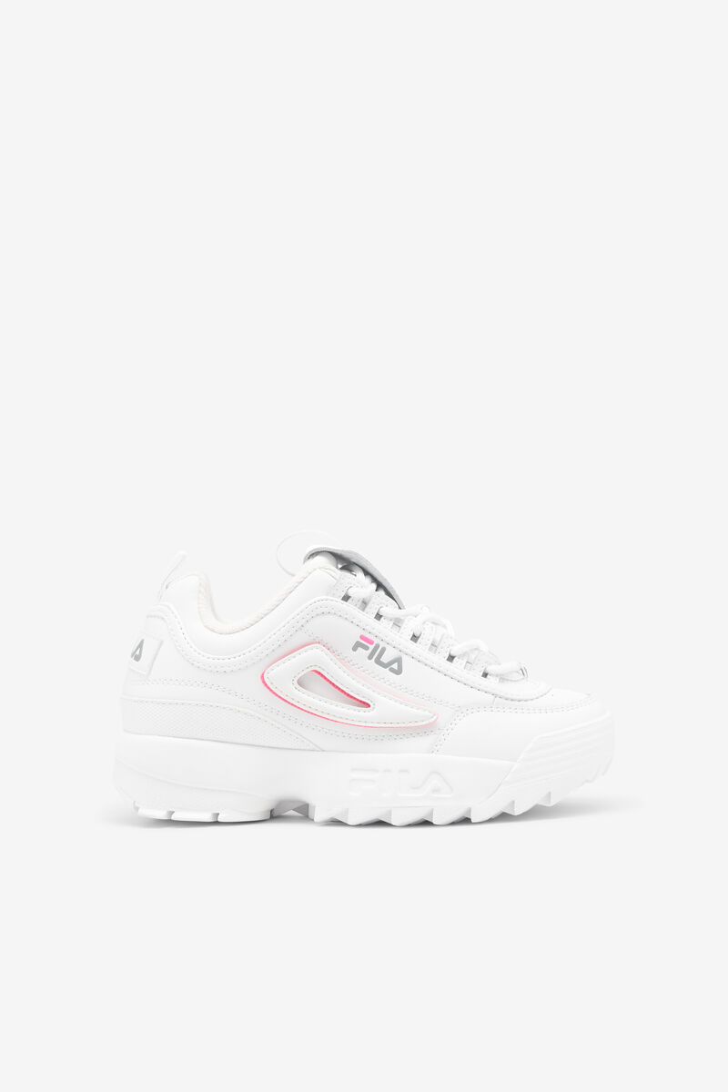 White / Pink Kids' Fila Big Disruptor 2 Logo Reveal Platform Shoes | 3Um6Cp3Mome