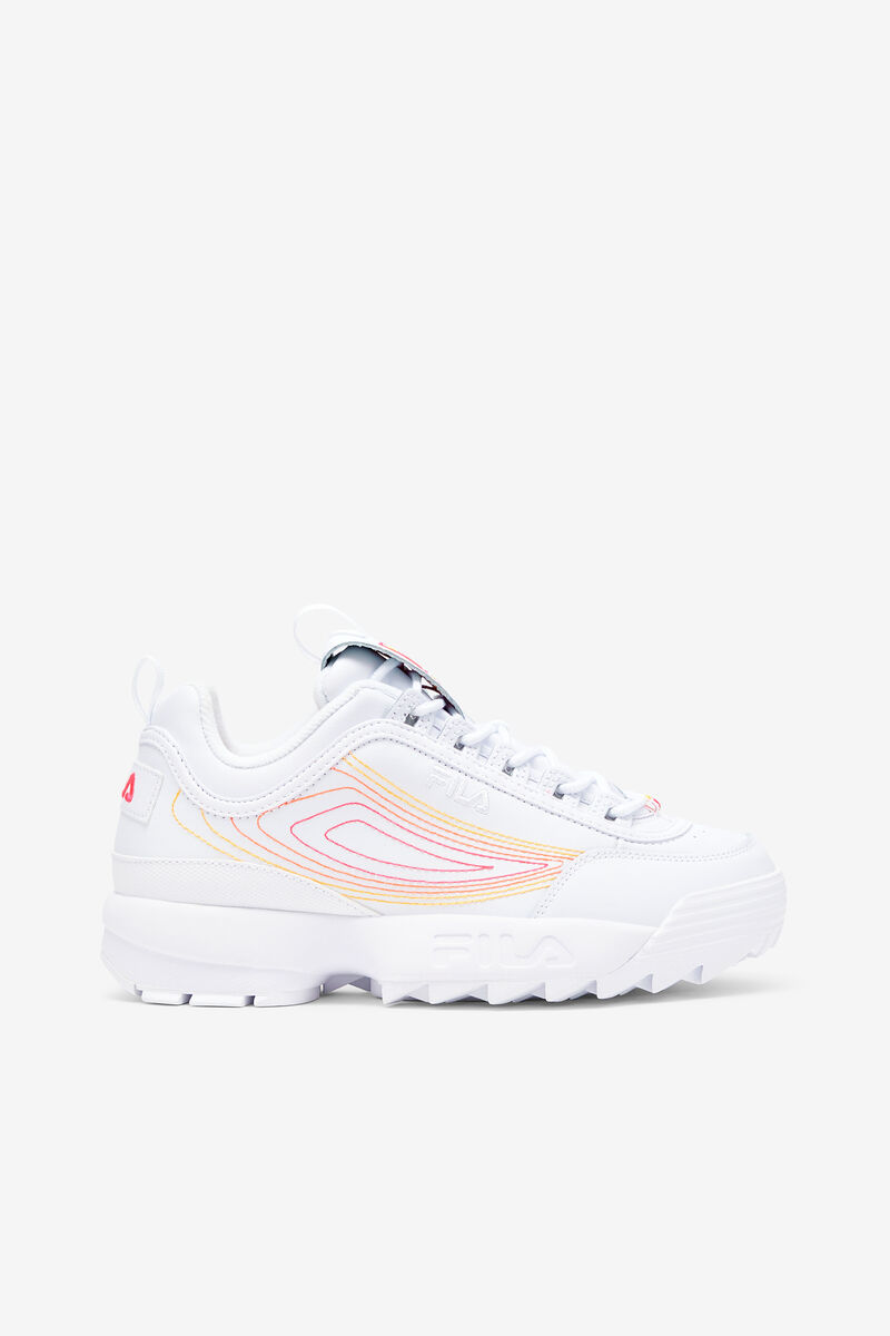 White / Pink / Orange Women's Fila Disruptor 2 Stitch Trainers | bbO25Wd1ZQa