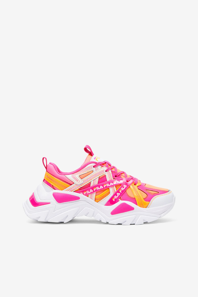 White / Pink / Orange Women's Fila Electrove 2 Stitch Trainers | LIUOy47CpKY