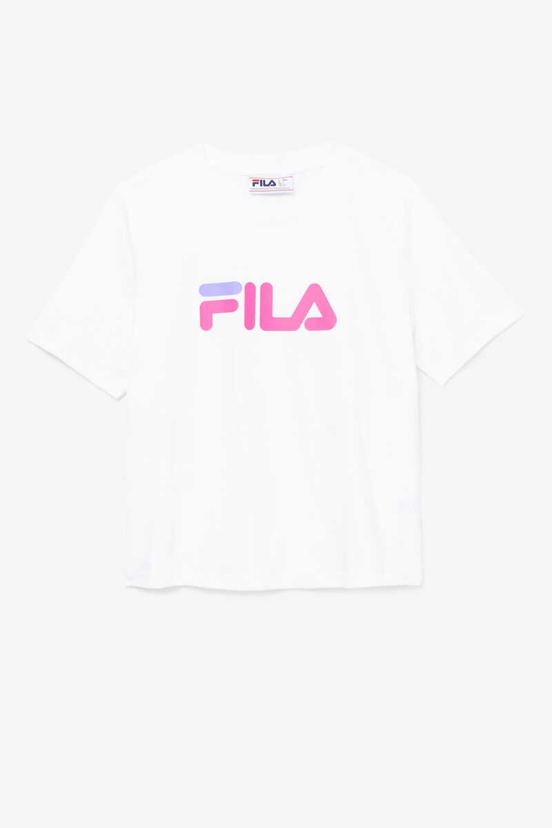 White / Pink / Purple Women's Fila Miss Eagle T Shirts | LoaHrzmcY3C