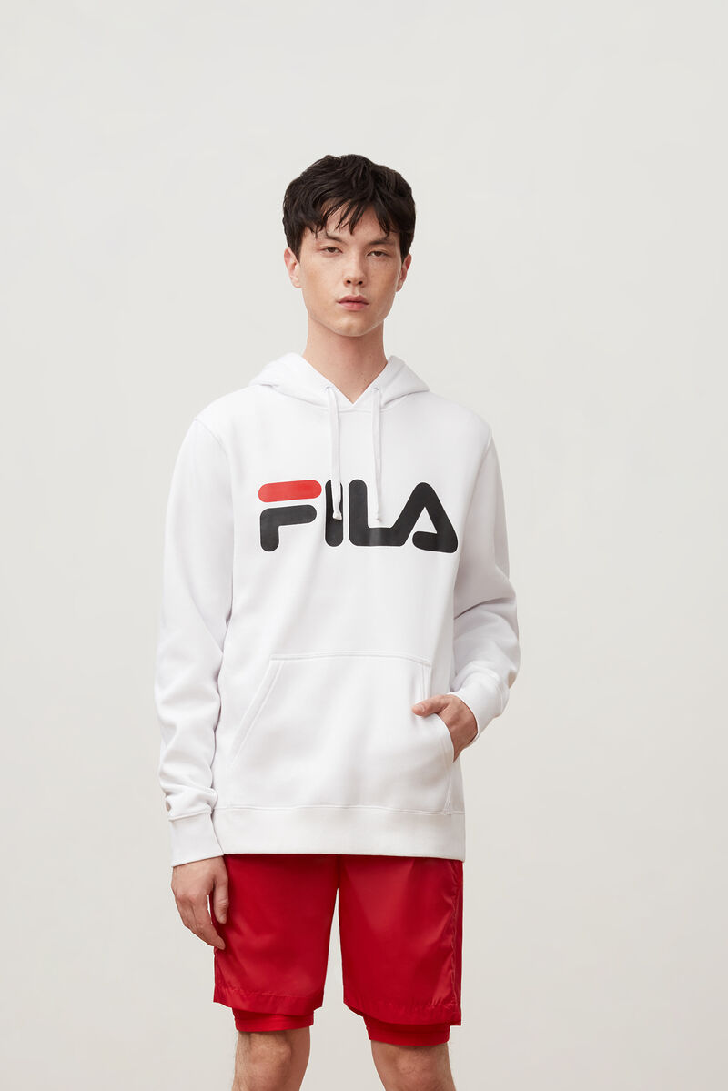 White / Red / Black Men's Fila Flori Hoodie Hoodies | 3QbAiSqiMIp