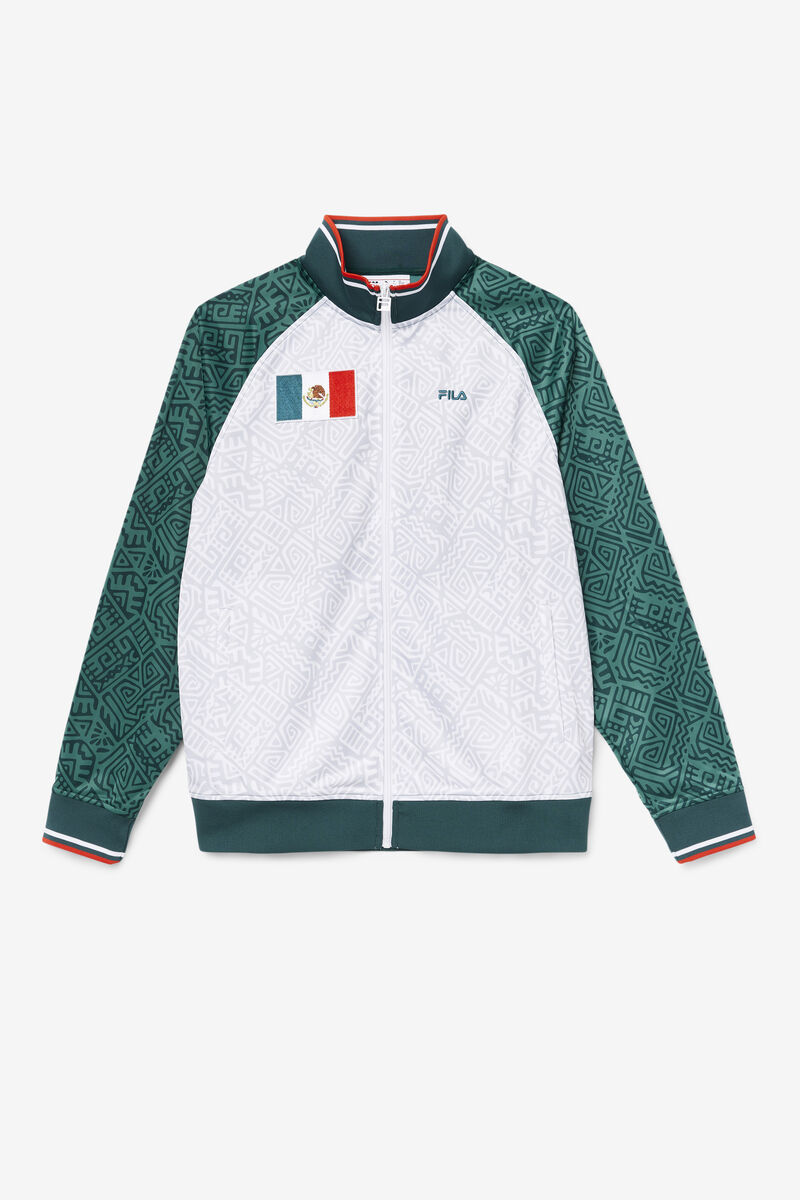 White / Red Men's Fila Mexico Track Jacket Outerwear | uZiSALNK9ya