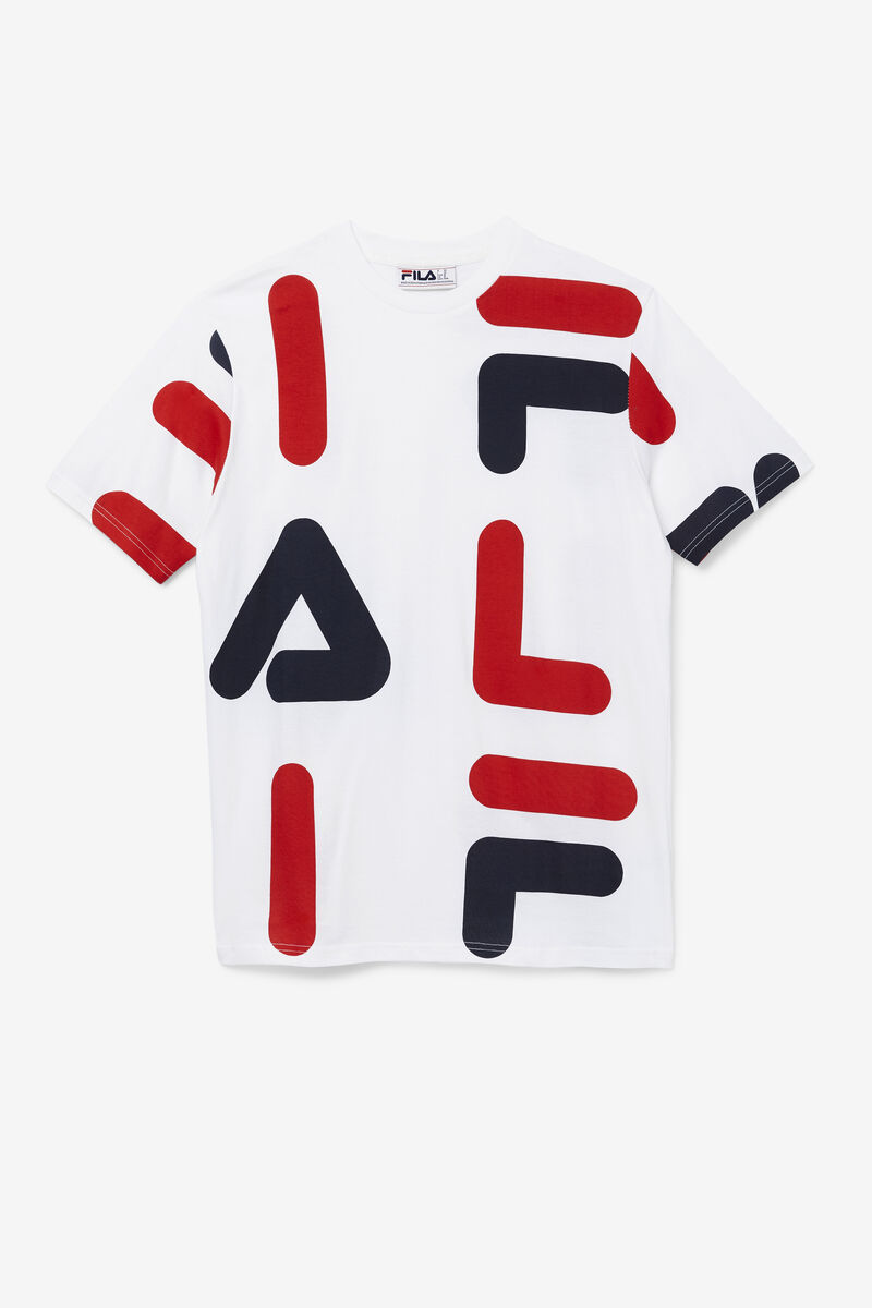 White / Red / Navy Men's Fila Bennet T Shirts | fSORoC5XHZM