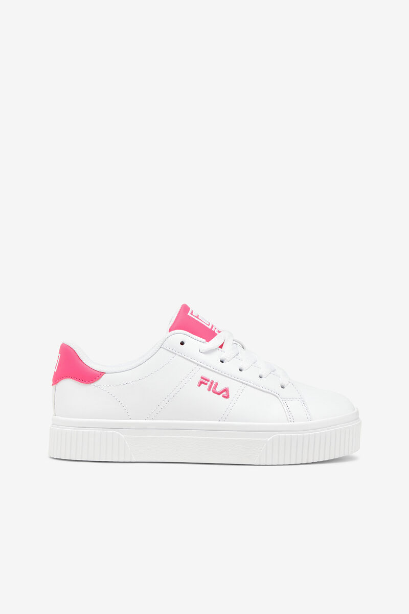 White / White / Pink Women's Fila Panache 19 Flat Shoes | osUKEWPVwPI