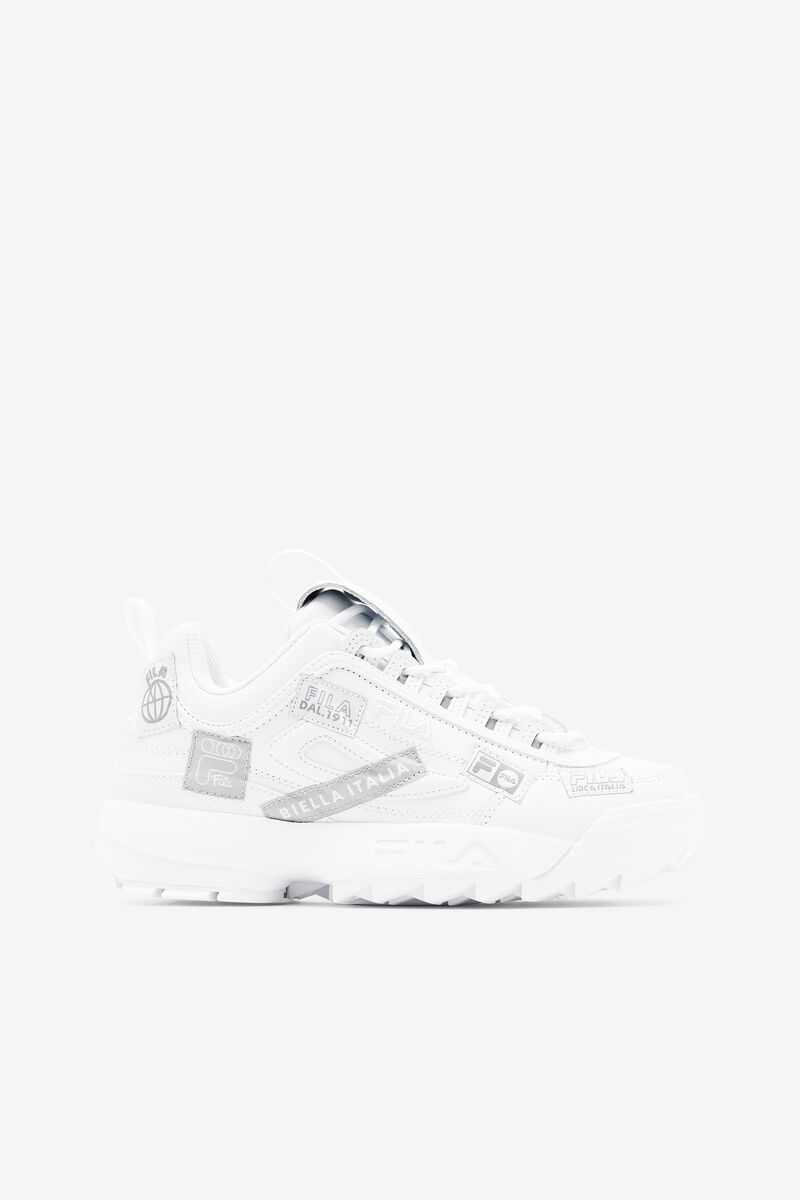 White / White / White Women's Fila Disruptor 2 110th Year Anniversary Platform Shoes | em6p569ejMx