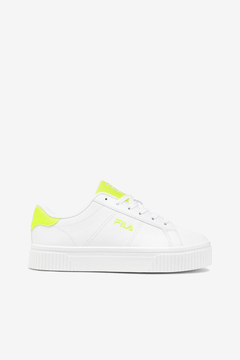 White / White / Yellow Women's Fila Panache 19 Flat Shoes | YG3ZiimWEg8