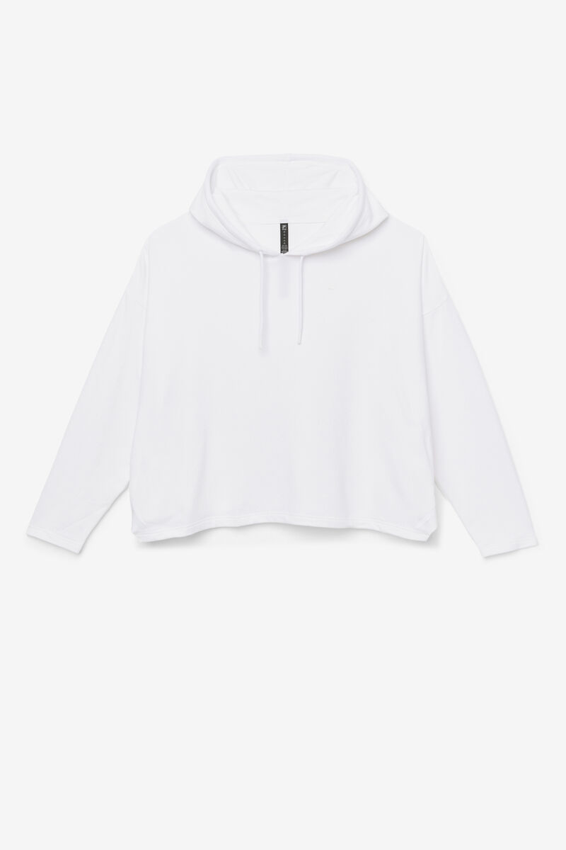 White Women's Fila Fi-lux Cropped Hoodie Hoodies | NtsCKrpIOBc