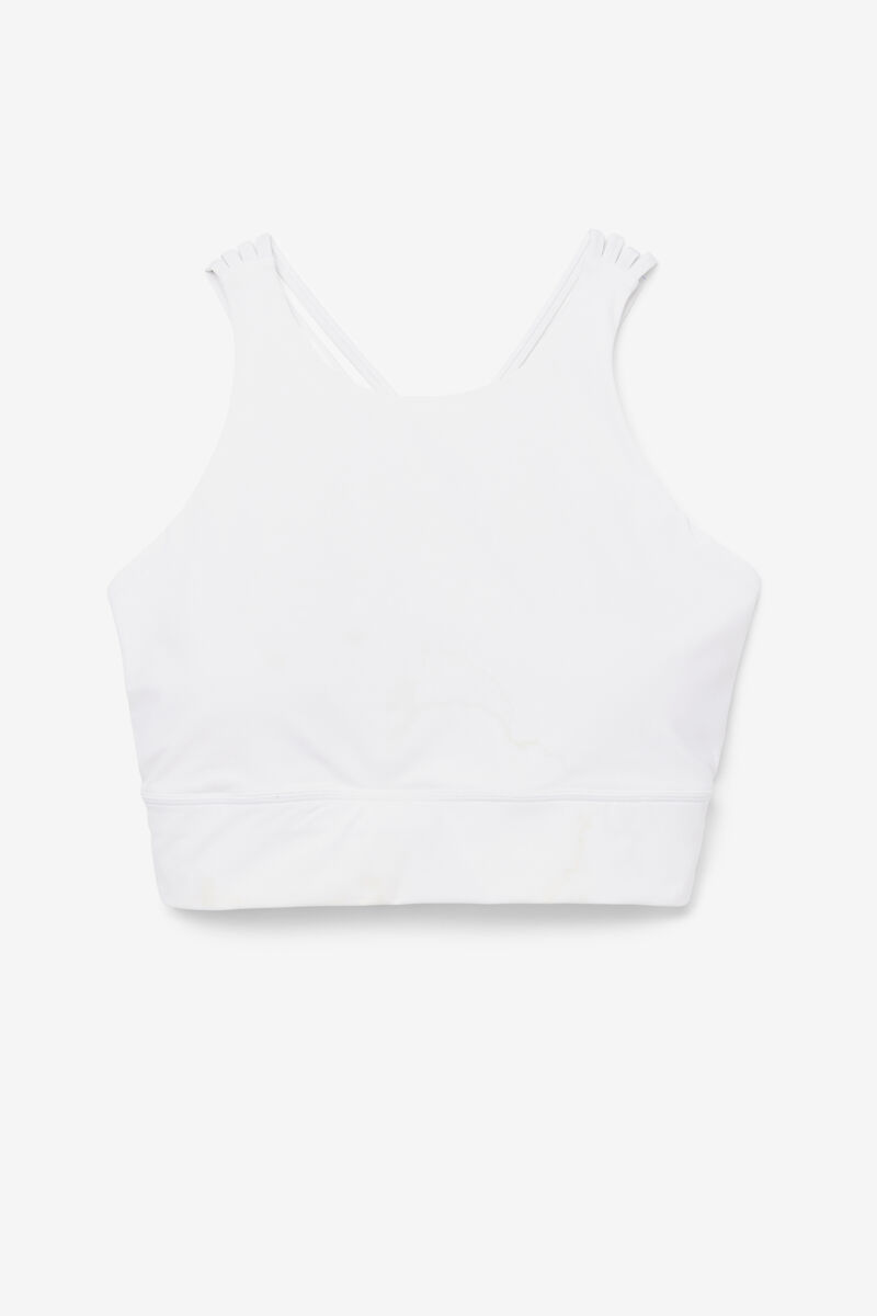 White Women's Fila Uplift High Neck Sports Bra Sports Bra | IzUbweAf8Sx