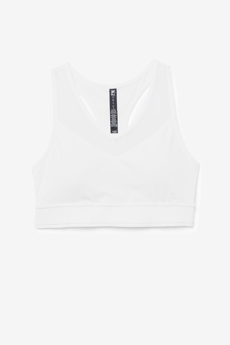 White Women's Fila Uplift Racerback Bra Top Sports Bra | lpmXxFJpJPQ