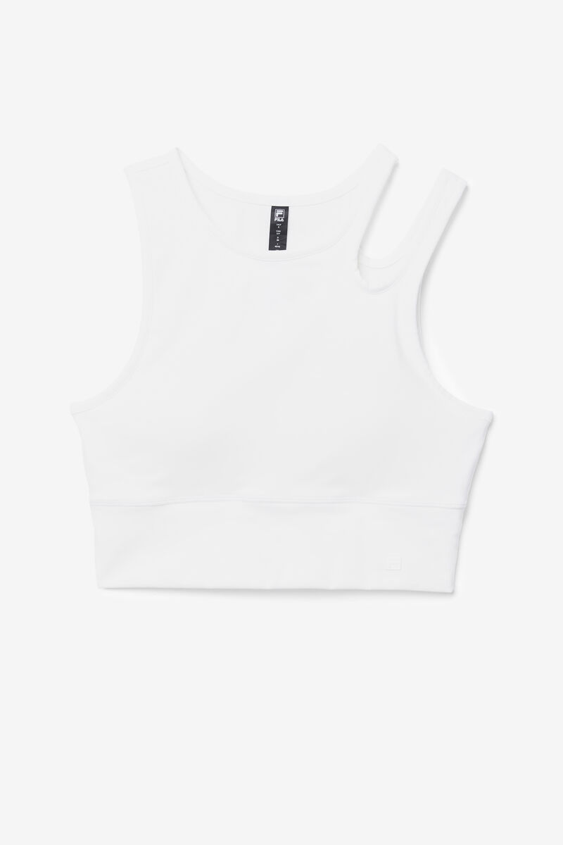 White Women's Fila Uplift Slice Crop Bra Top Sports Bra | 28rchKqYIMl