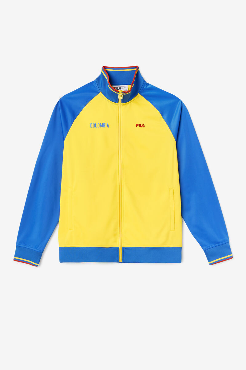 Yellow / Blue / Red Men's Fila Colombia Track Jacket Jackets | SyMUqMCizex