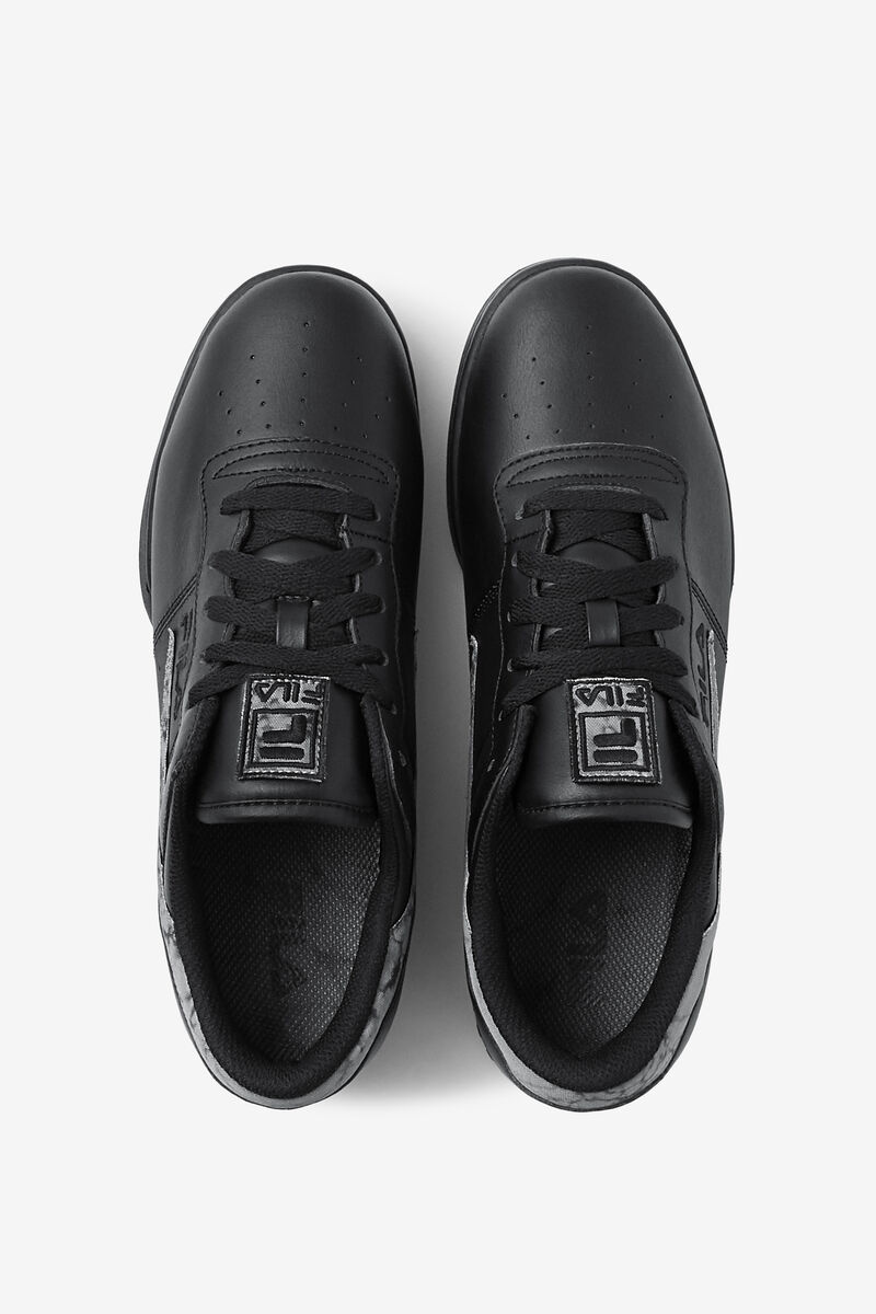 Black / Black / Black Men's Fila Original Fitness Leather Sneaker | Fila Trainers | TKFAnfrAtYG