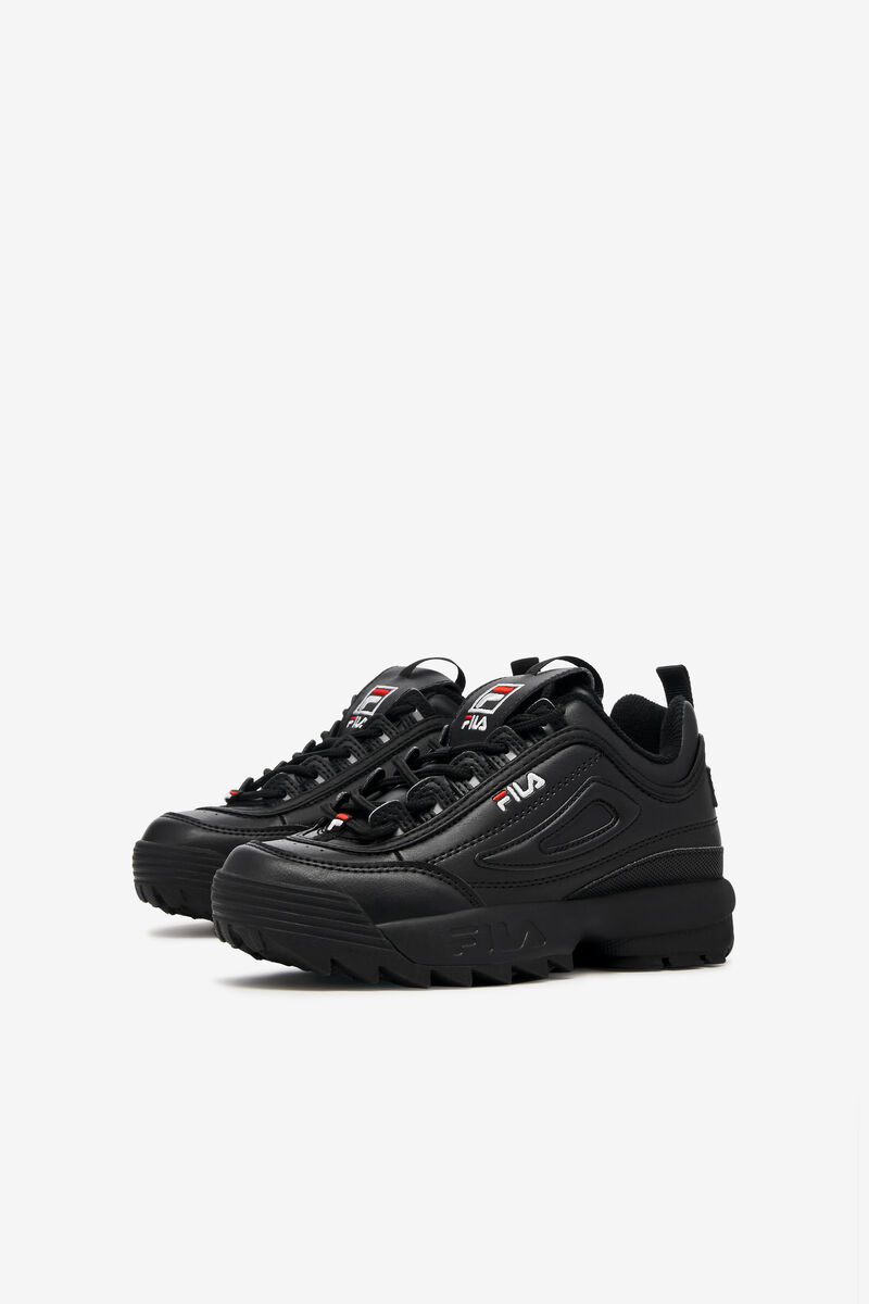 Black / Black / White Kids' Fila Little Disruptor 2 Platform Shoes | CH4DtLNwBiu