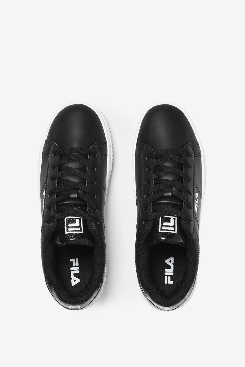 Black / Black / White Women's Fila Panache Snakeskin Trainers | H1hYRFYWVQp