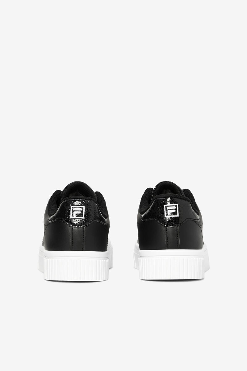 Black / Black / White Women's Fila Panache Snakeskin Trainers | H1hYRFYWVQp