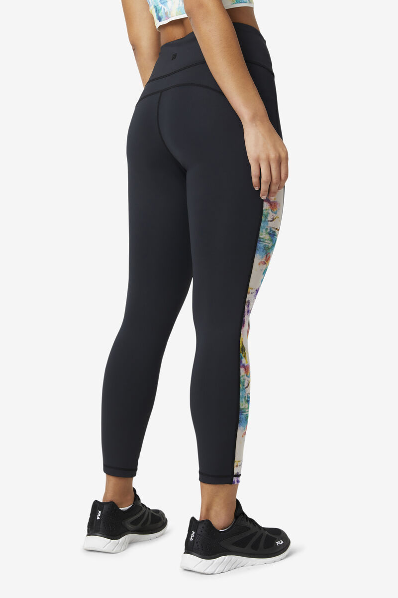 Black / Black Women's Fila Forza Contrast 7/8 Leggings Leggings | oFz3avptKrM