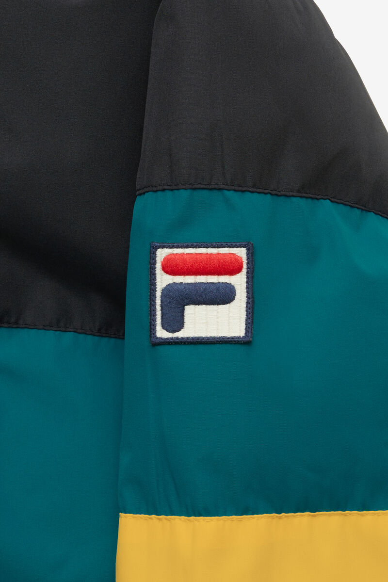 Black / Blue / Gold Men's Fila Giovanni Puffa Jacket Jackets | rnfxI9EvnXo