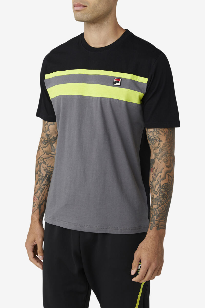 Black / Light Green Men's Fila Dover T Shirts | drA4esSAz1P