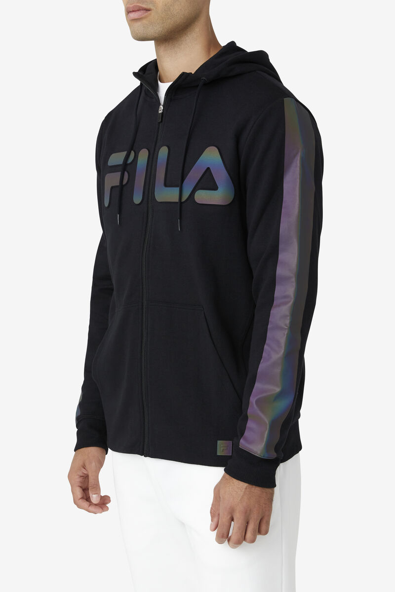 Black Men's Fila Cadman Hoodie Hoodies | qbOMehSZTHE