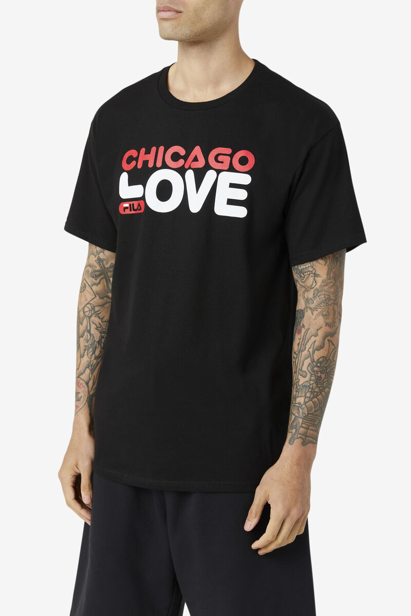 Black Men's Fila Chicago Love T Shirts | txTSzxf5Vtt