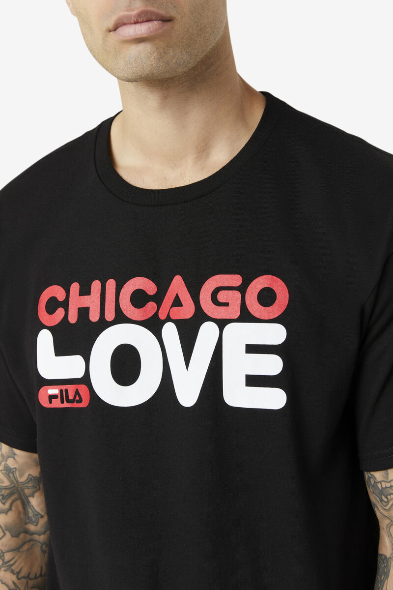 Black Men's Fila Chicago Love T Shirts | txTSzxf5Vtt