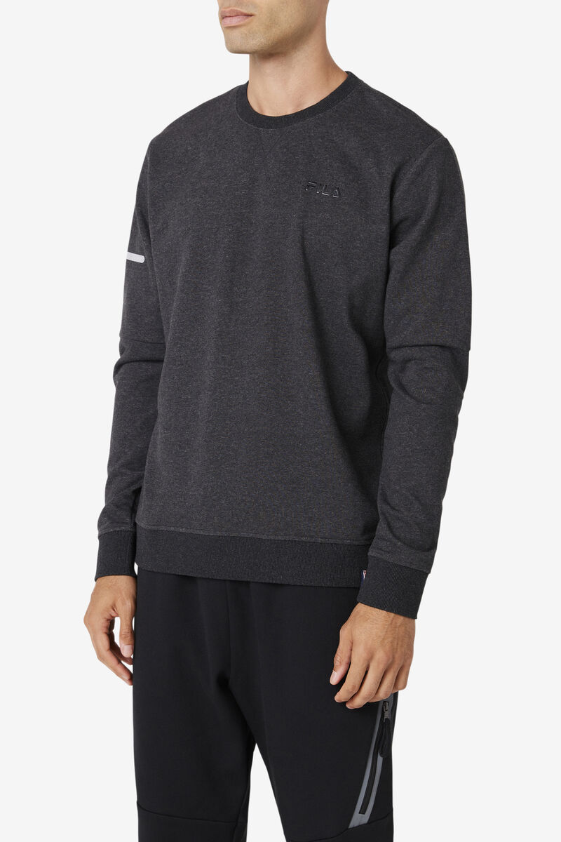 Black Men's Fila Commuter Crew Sweatshirts | TzgIrhMm4Sm